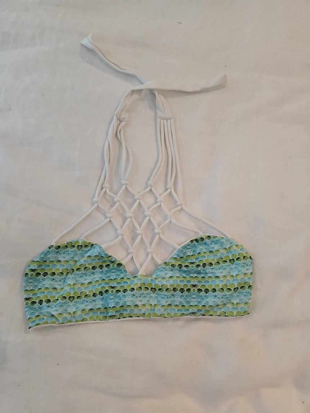 San Lorenzo Mermaid Reversible Knotted Bikini Top Sz Small - Picture 3 of 3